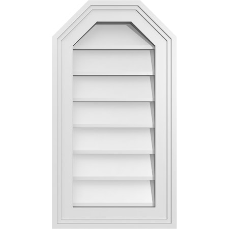 Ekena Millwork Octagonal Top Surface Mount PVC Gable Vent w/ 2"W x 1-1/2"P Brickmould Frame, 12"W x 22"H GVPOT12X2202SN